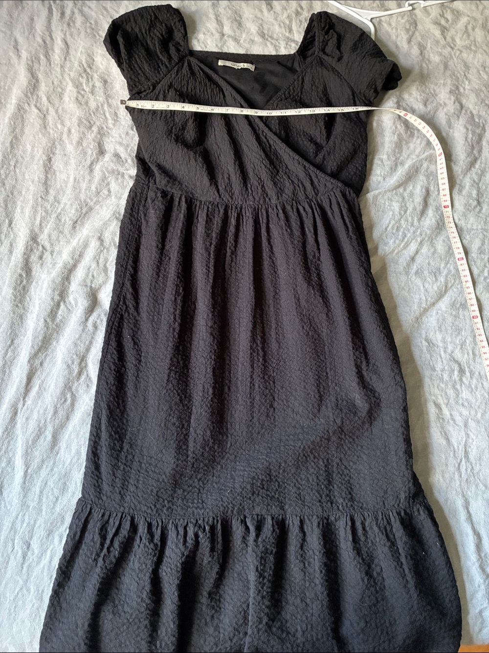 Loft Black gaze puff sleeve dress Med petite